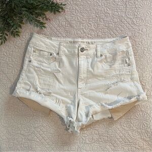 American Eagle: Hi Rise Festival Stretch Women’s White Jean Shorts Size 12